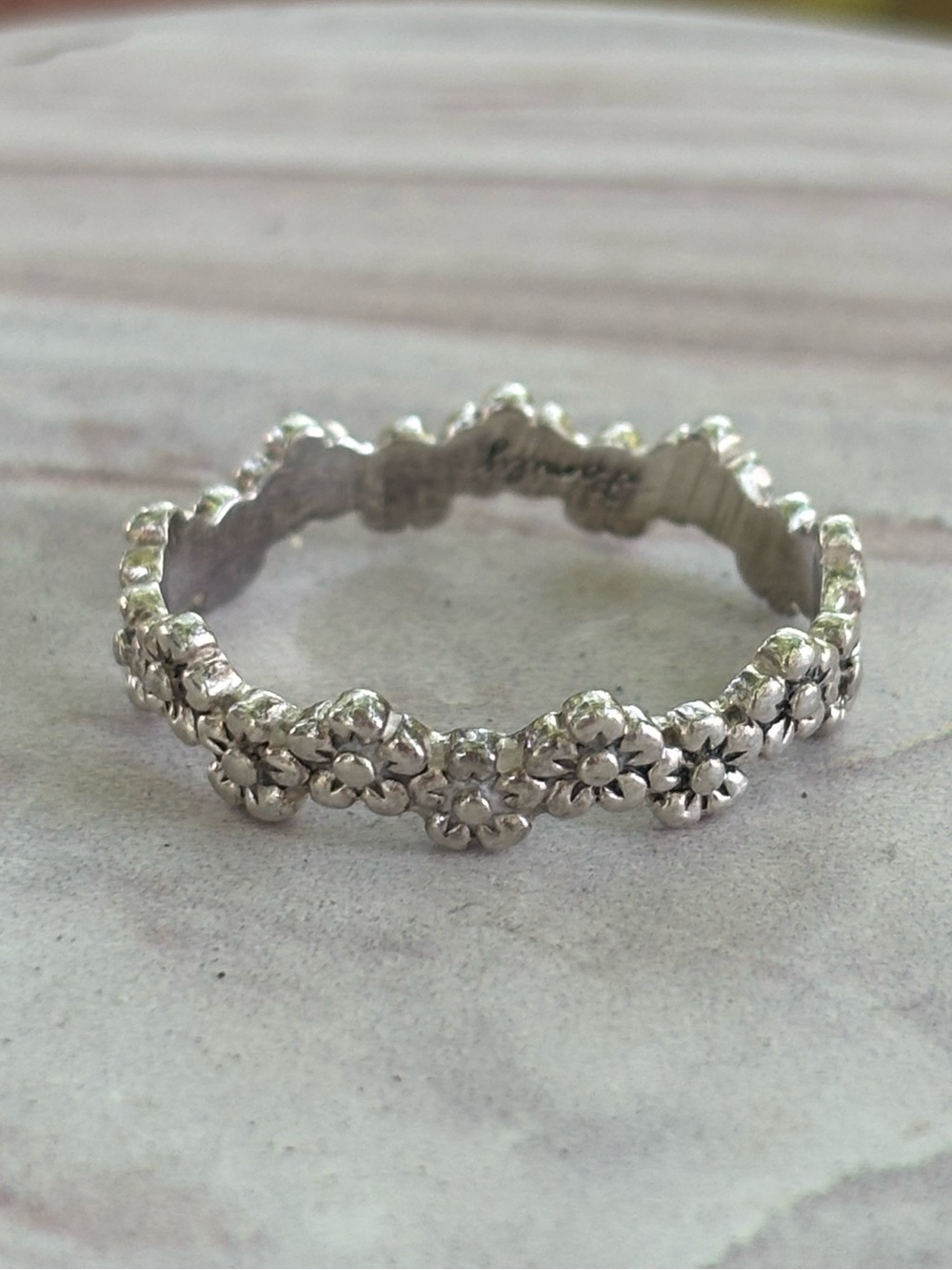 925 LA Sterling Silver Daisy Flower Cluster Eternity Band Ring Size 7